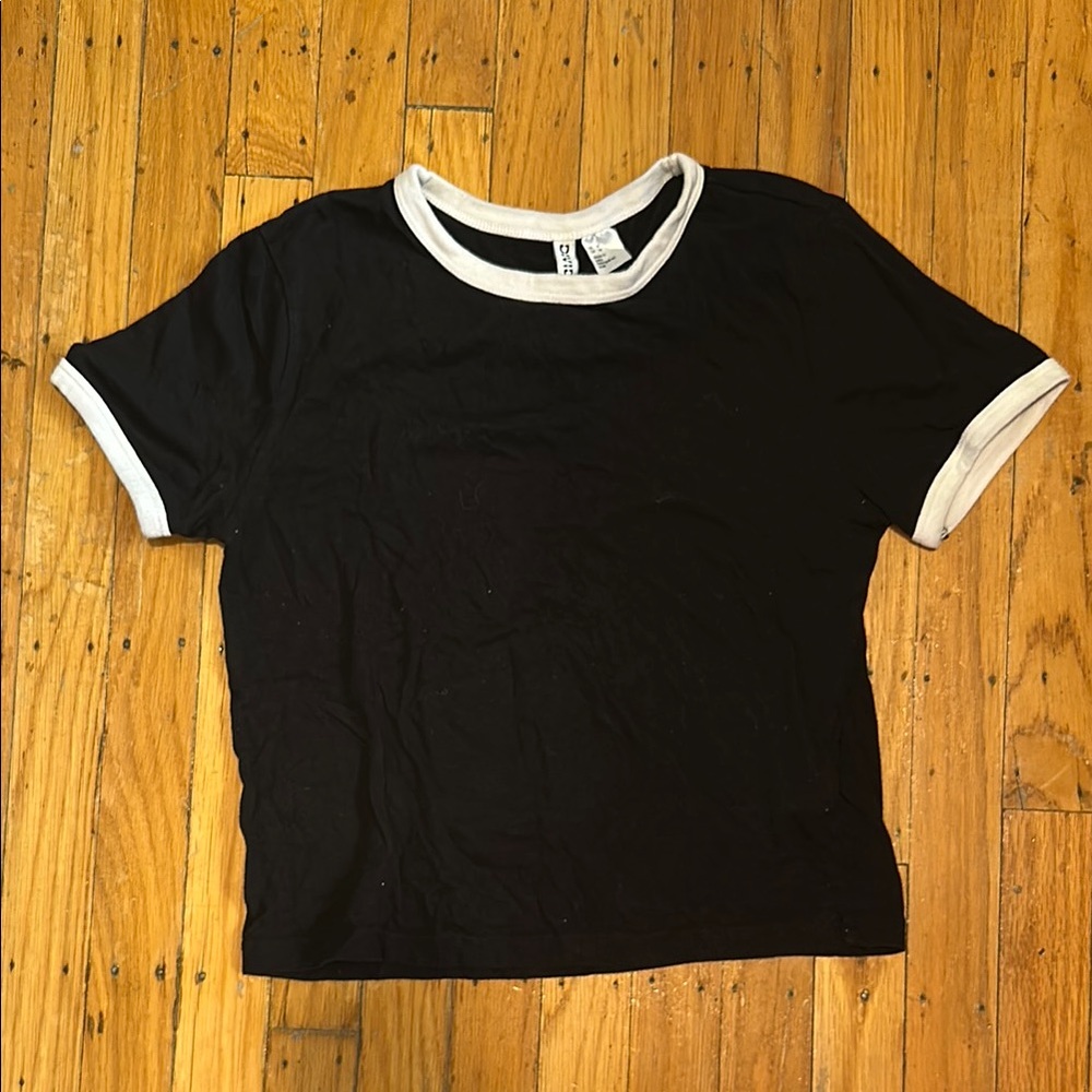 Divided Black Tee with White Trim